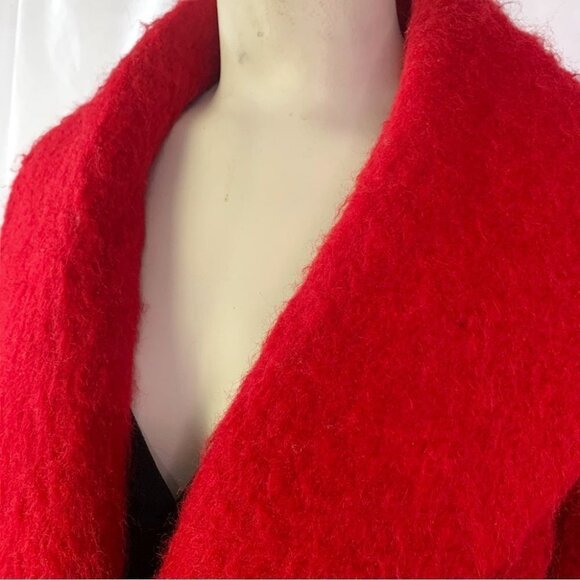 WINDSMOOR  RED TRENCH COAT OVERSIZED MOHAIR VIRGIN WOOL COAT MADE IN UKRAINE 14 - Picture 8 of 15
